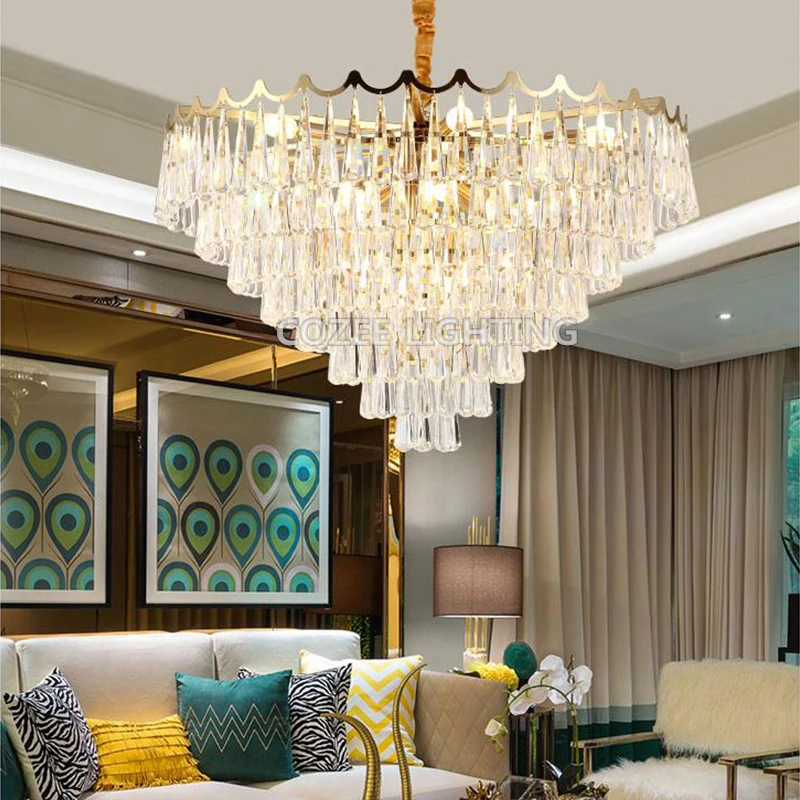 

Post Modern K9 Crystal Chandelier Lighting Round Cristal Chandeliers LED Hanging Light for Living Dining Room Restaurant Decor