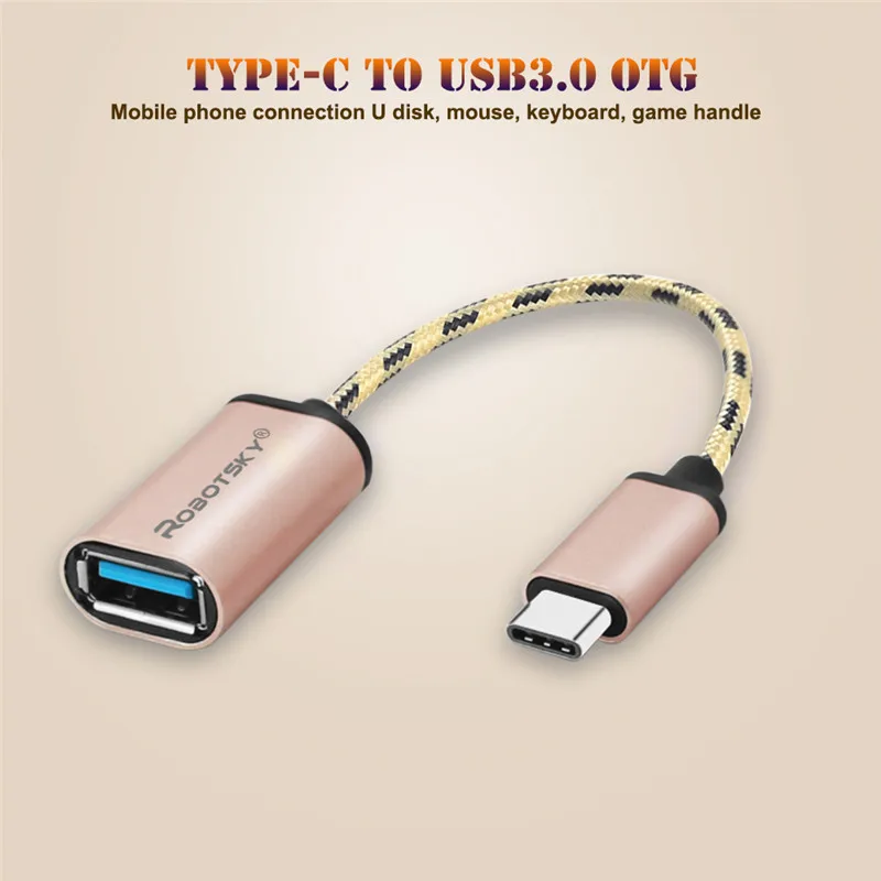 Robotsky type C USB 3,0 адаптер типа OTG-C кабель для быстрой синхронизации данных разъем USB-C кабель для huawei P9 Xiaomi 4C 5 samsung S8