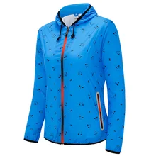 Для женщин Ультра-тонкий слой кожи Открытый Отдых Пеший Туризм дышащая быстросохнущая печати с капюшоном Солнцезащитная ветровка