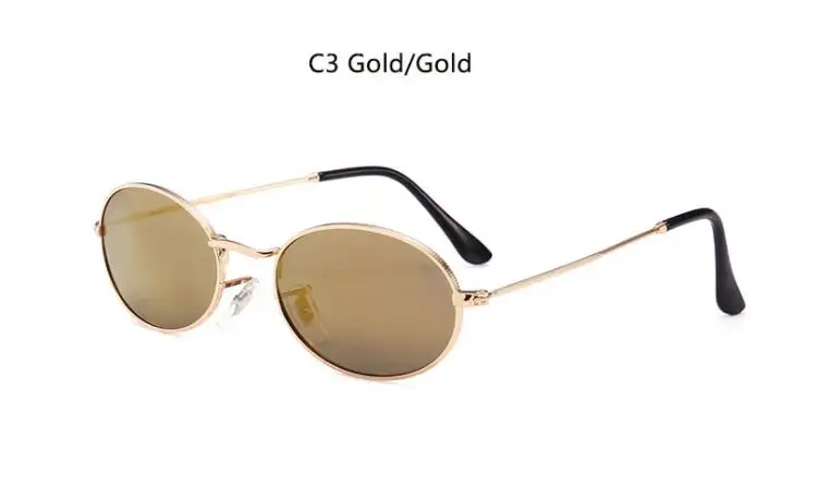 Классические винтажные Овальные Солнцезащитные очки женские/мужские роскошные 90s дизайнерские солнцезащитные очки Симпатичные хип хоп винтажные очки в ретро стиле - Цвет линз: C3 gold gold