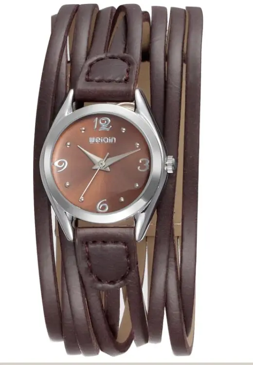Новая мода, женские часы-браслет с широким ремешком, женские кварцевые часы на каждый день с кожаным маленьким циферблатом, роскошные брендовые наручные часы WEIQIN - Цвет: 40006-1