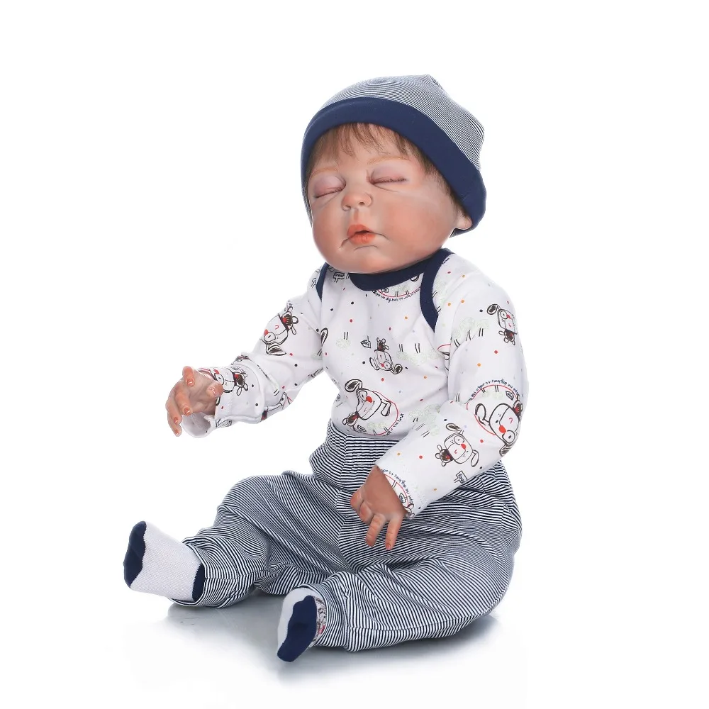 55 см полностью силиконовая кукла Reborn Baby Sleeping Boy 2" Реалистичная Bebe Новорожденные младенцы закрытые глаза водонепроницаемый корпус