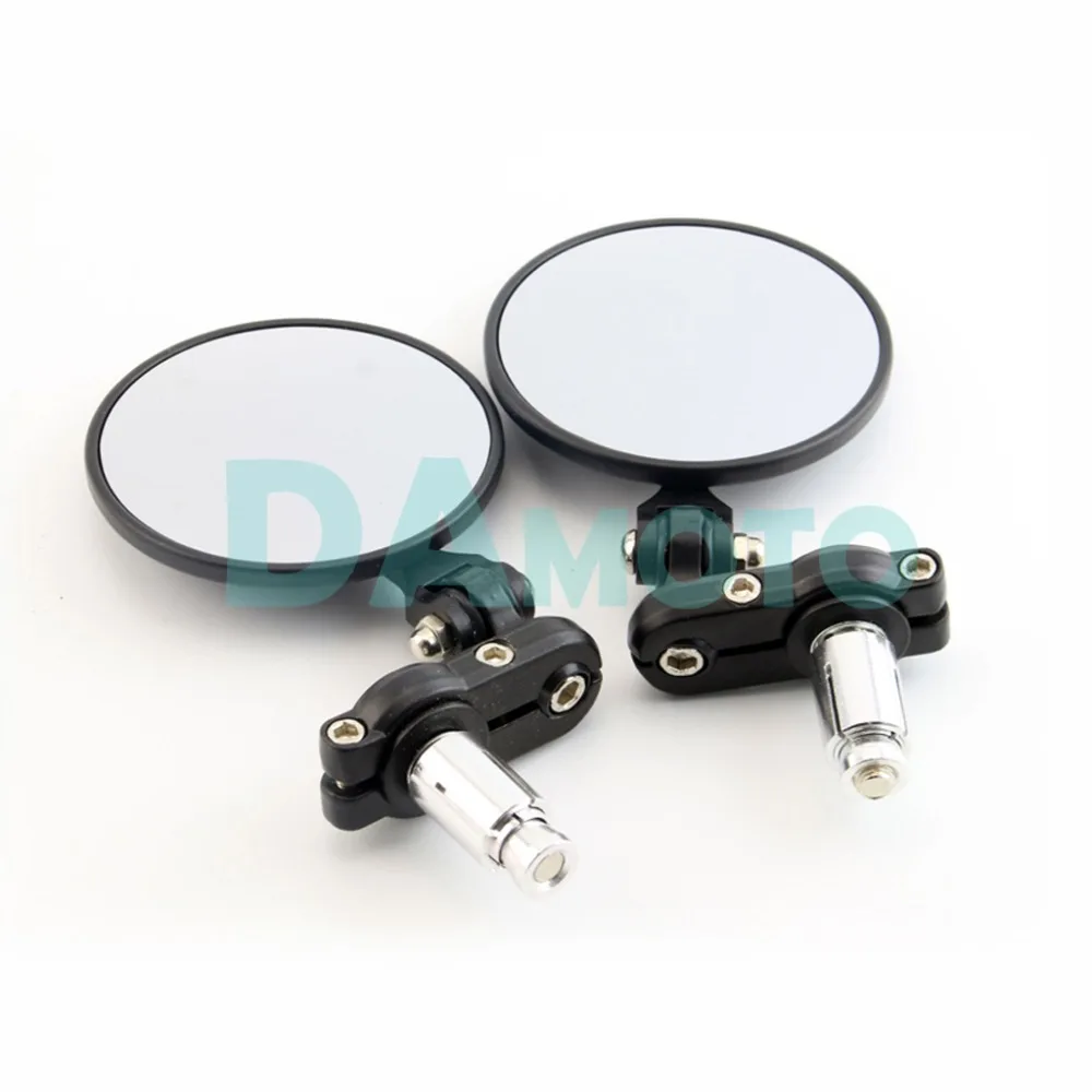 Buy MOTORCYCLE 3" ROUND BLACK HANDLE BAR END Rearview