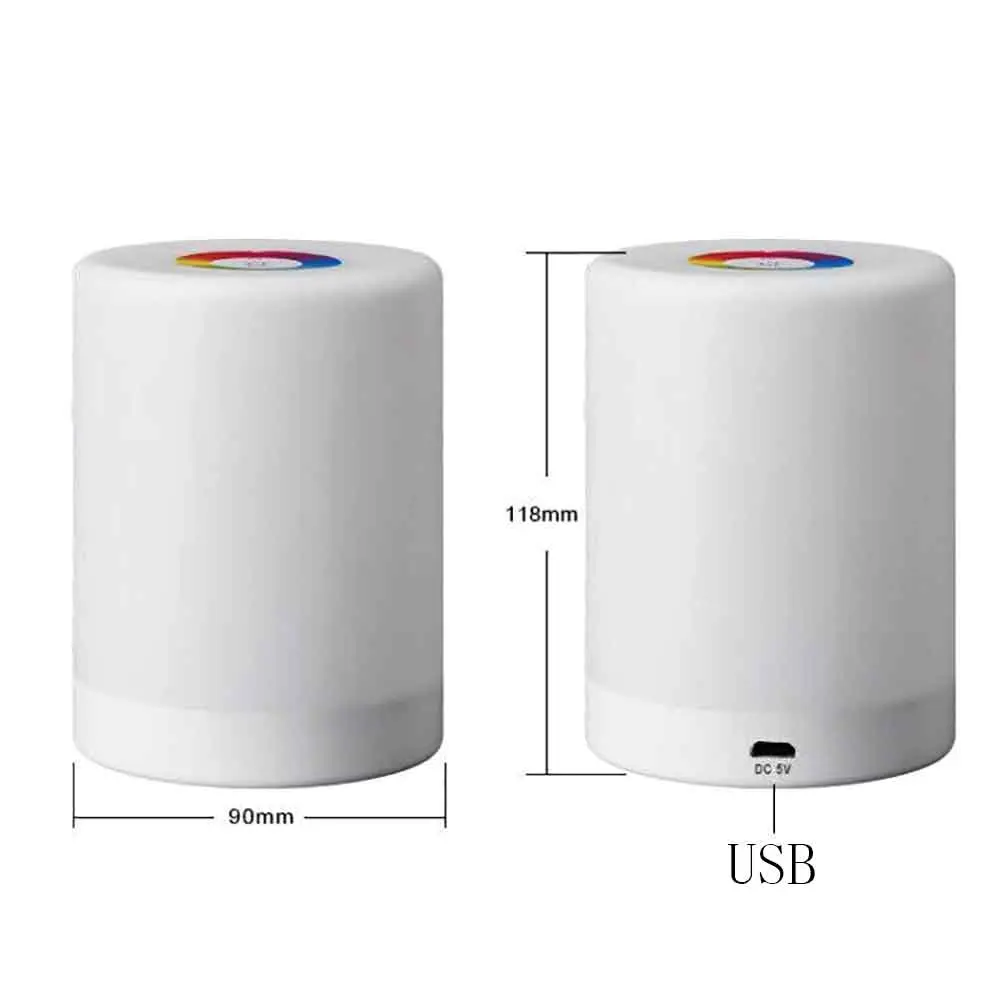 Control táctil LED RGB luz noche de induccion lampara Dimmer inteligente lámpara de cabecera regulable RGB cambio de Color rec Control táctil LED RGB luz noche de induccion lampara Dimmer inteligente lámpara de cabecera regulable RGB cambio de Color rec