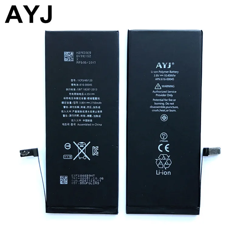 AYJ 100% Новый аккумулятор для iPhone 6S Plus замена реальная Высокая емкость 2750 мАч с