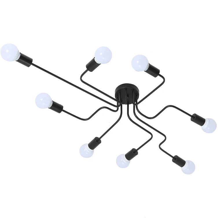 

8 arm Loft vintage LED Ceiling lamp with E27 lamp 9W warm white pure white Personality Retro home Store decoration free shipping