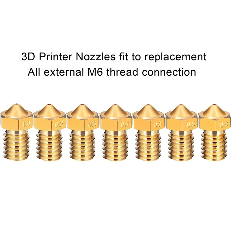 Aokin V5 V6 насадка 3D-принтеры Запчасти Экструдер Насадка M6 резьбовой насадки 0,25 0,3 0,4 0,5 0,6 0,8 1,0 мм для 1,75 мм 3,0 нити