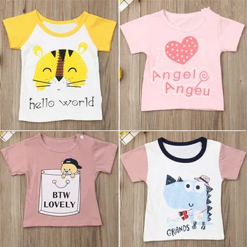 

2019 New Toddler Kids Baby Boys Girls Cotton T-shirt Summer Tops Short Sleeve Clothes