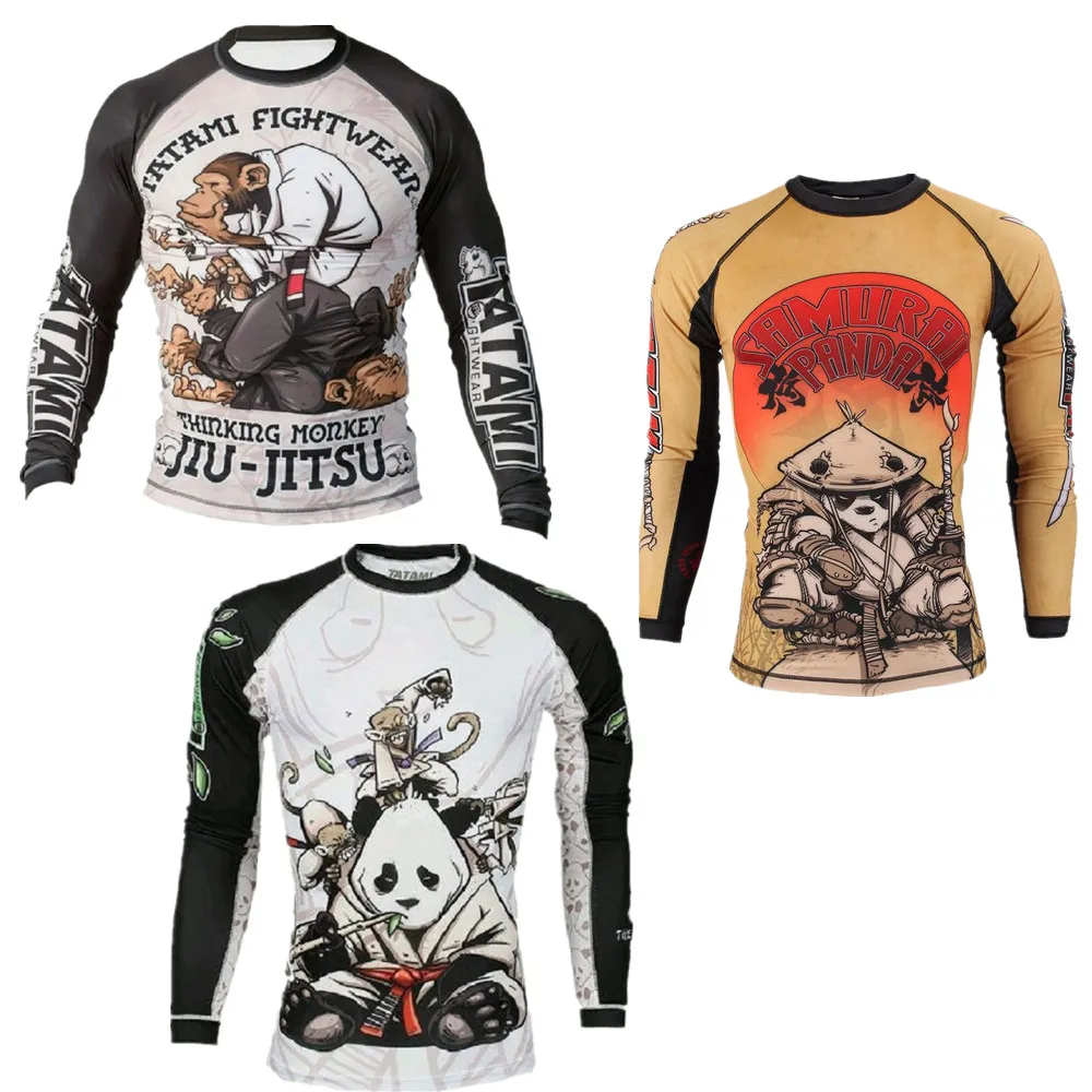 

High Quality Sublimated Printed Boxing Rashguard Long-sleeved Boxeo Suits BJJ MMA Rash Guard Muay Thai JIU JITSU Boxing Jersey