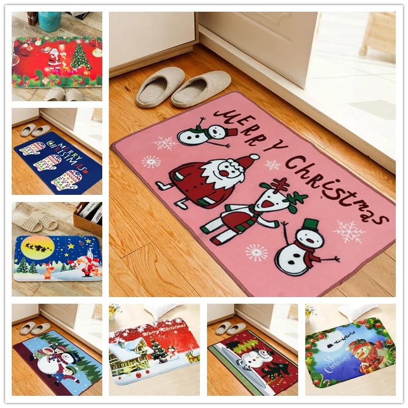 Merry Christmas Printed Holiday Mat Welcome Floor Carpet Kitchen