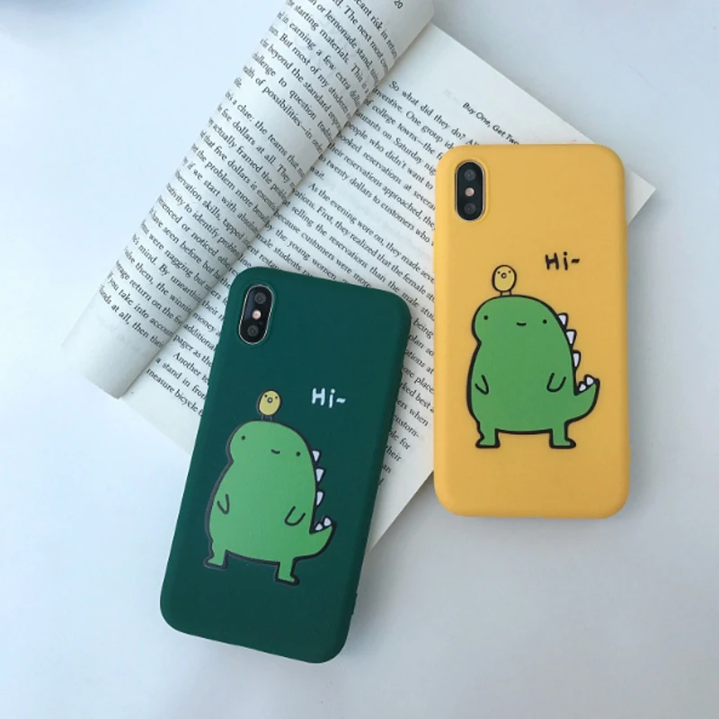 Dinosaur Cases For Iphone 6 S 7Plus Phone Cover Silicon tpu Cute Animal Matte Coque 8Plus 7 8 Plus X XS Max XR Capas |