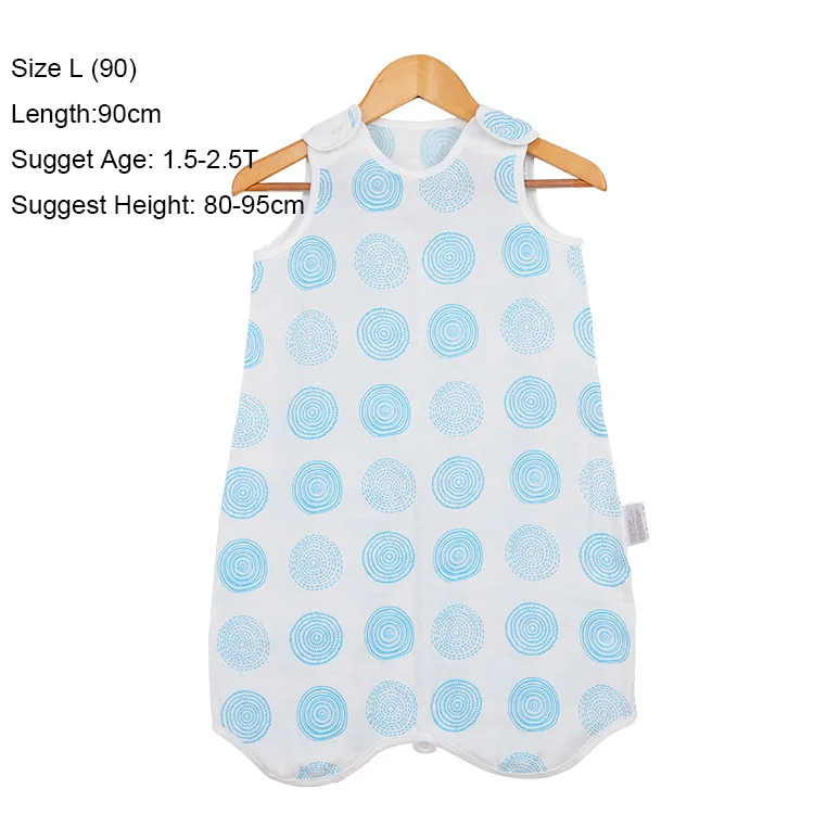 Муслиновый хлопковый детский спальный мешок для малышей 0-4 лет, спальный мешок без рукавов, детский конверт, одежда для сна - Цвет: Blue Circle 90