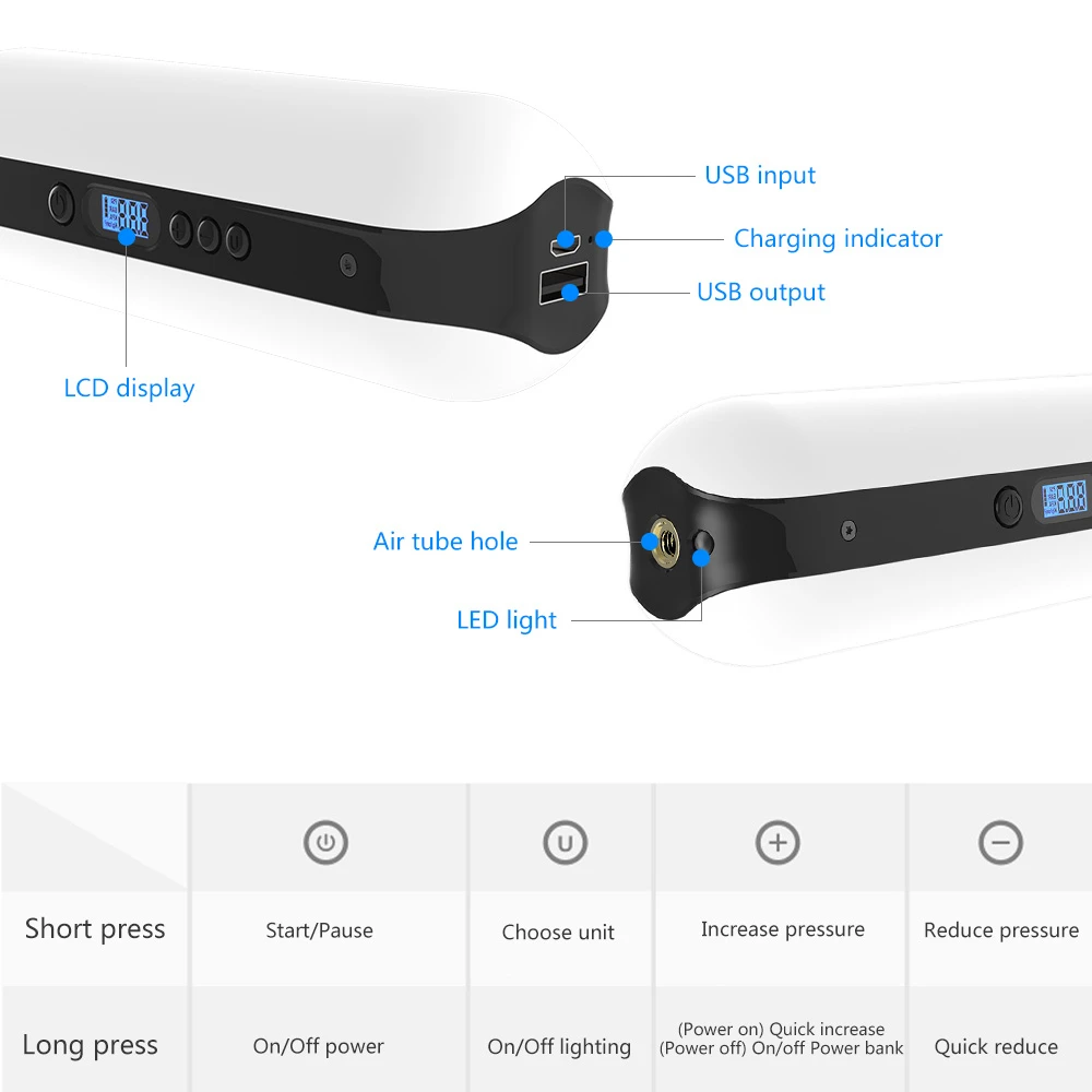 CYCPLUS портативный воздушный компрессор мини-насос для автомобильных велосипедных шин перезаряжаемый литий-ионный аккумулятор внешний аккумулятор цифровой ЖК-дисплей, светодиодный
