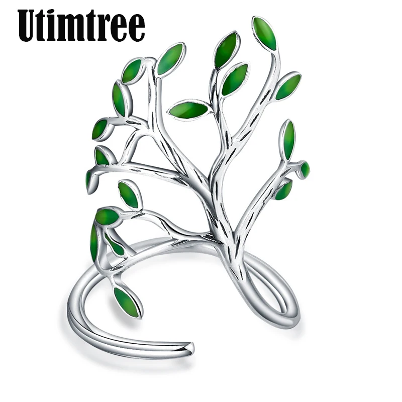 Utimtree оригинальный дизайн Модные Зеленые Эмалированные кольца для дерева жизни