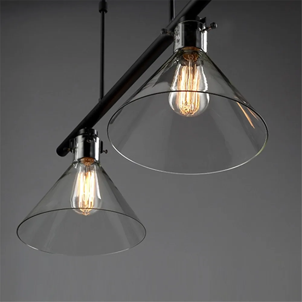 Vintage Industrial Pendant Lights Wrought Iron Lighting Bar Hotel Kitchen Island Glass LED Light Antique Pendant Ceiling Lamp
