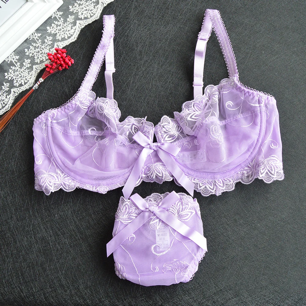 YANDW New Lace Lingerie Transparent Bra Set Panties Sexy Women Underwear Brief Sets Plus size Elegance Floral Bow Bra Embroidery YANDW New Lace Lingerie Transparent Bra Set Panties Sexy Women Underwear Brief Sets Plus size Elegance Floral Bow Bra Embroidery