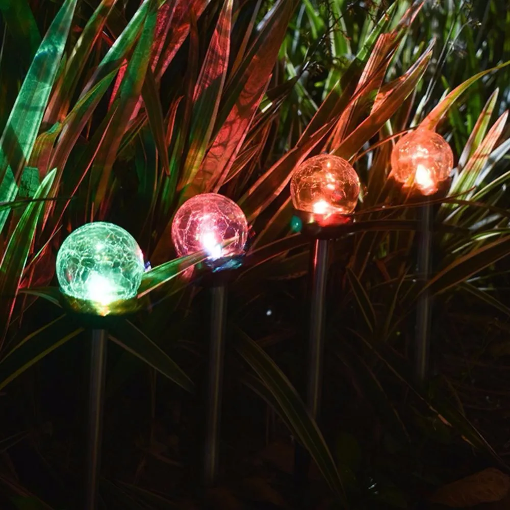 Chiclits 4PCS LED Solar Energy Lamp of Stainless steel outdoor Color Changing Garden Lights Footpath Gardens Lawn Night Lights (26)