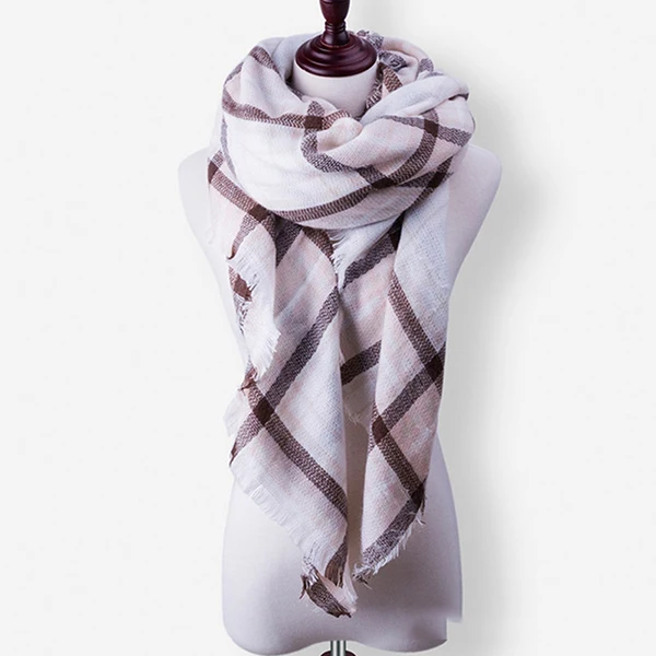 RUINPOP, Модный женский зимний шарф, роскошный клетчатый шарф, шарфы, Женский треугольный бандаж, бандаж, Женский мягкий теплый шарф - Цвет: B38