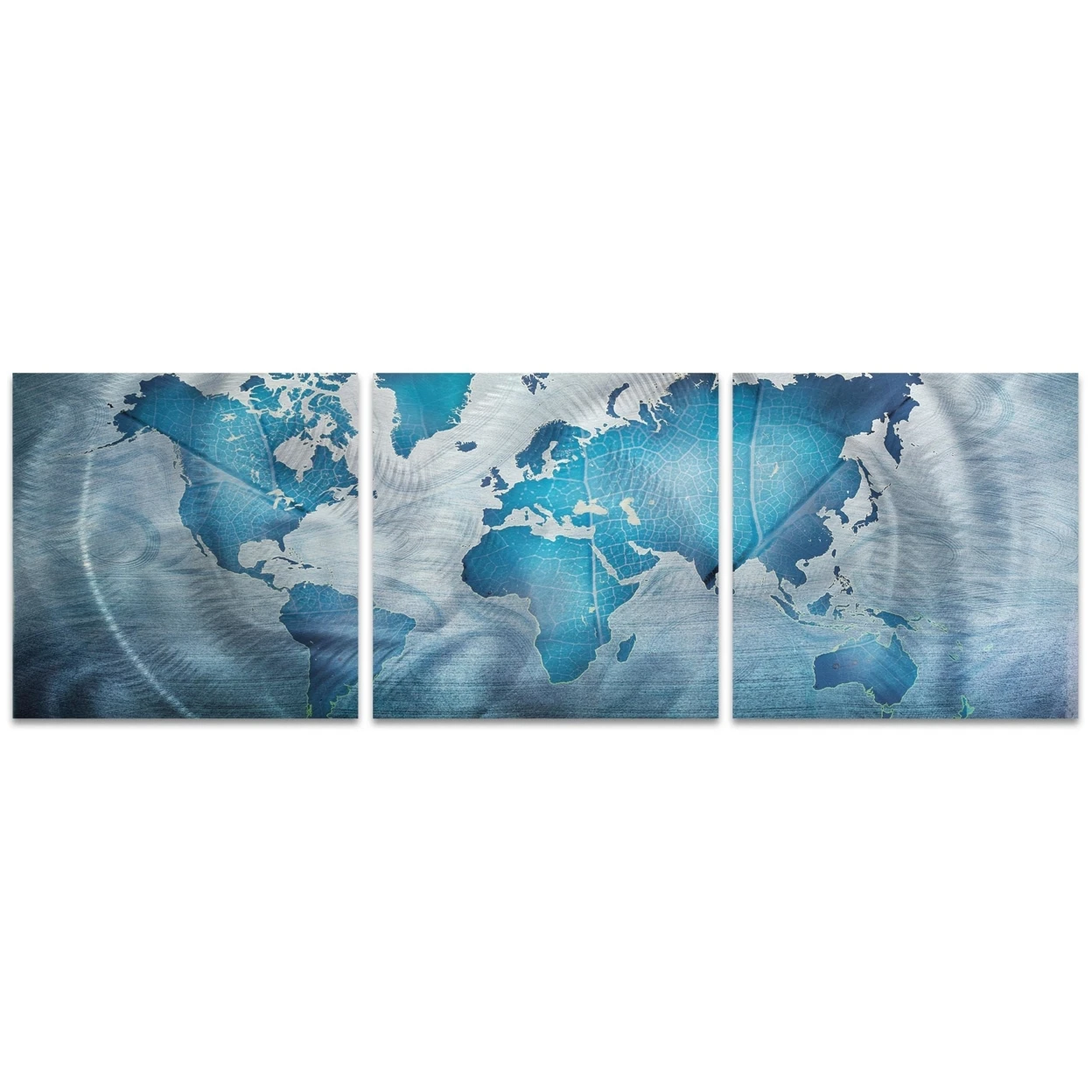 Land and Sea Triptych by Amber LaRosa - World Map Art on Metal