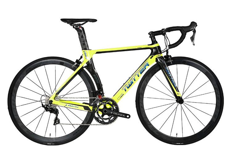 TWITTER дорожный велосипед Сверхлегкий углеродный дорожный велосипед 22 скорости для 105/R7000/R8000 omponent - Цвет: black yellow