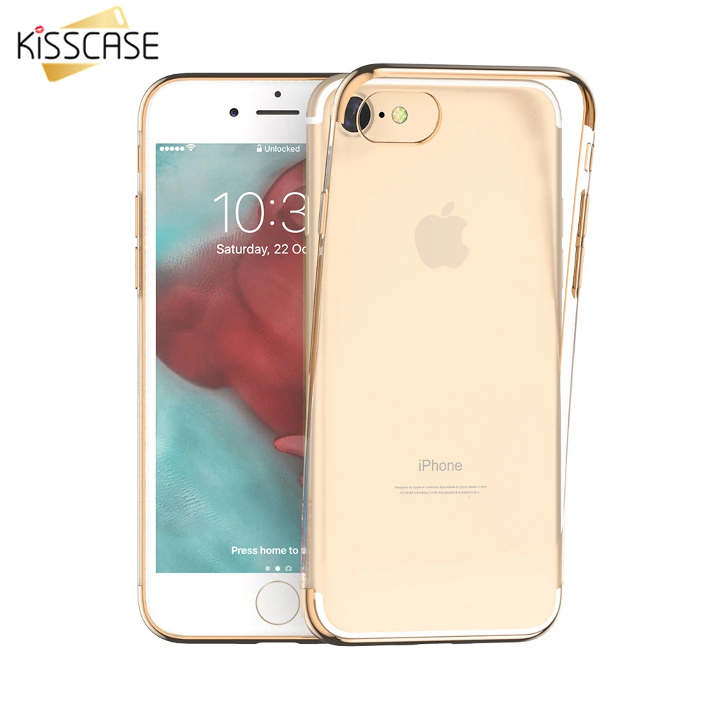 KISSCASE Transparent Phone Case For iPhone 8 Plus Fashion Soft TPU Plating Cover 7 Back Coque Fundas |