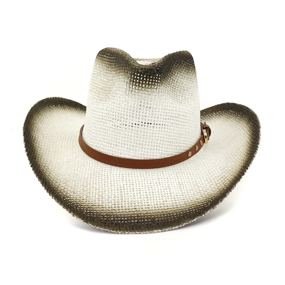 Sun Hat Man Summer Cowbay  Panama Straw Casual Beach Wide Brim Outdoor Cap Accessory (2)