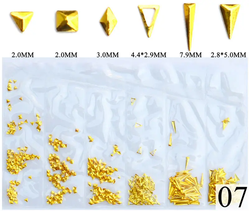 1 упак. смешанные 3D DIY пустая металлическая рамка ногтей украшения с золотыми заклепками Маникюр Аксессуары Лето Shell ползунок украшения для