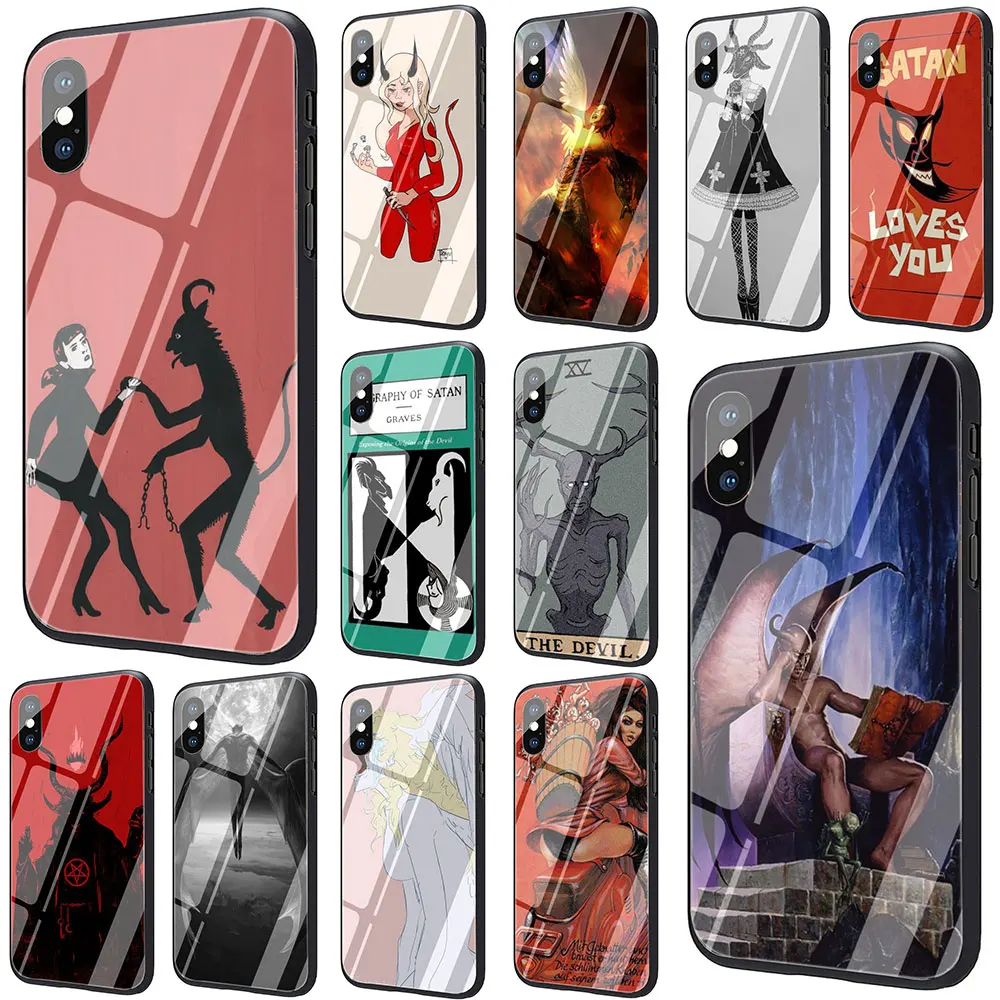 

Devil Satan Tempered Glass Phone Cover Case for iPhone 11 Pro 6 6S Plus 7 8 Plus X XS XR XS Max