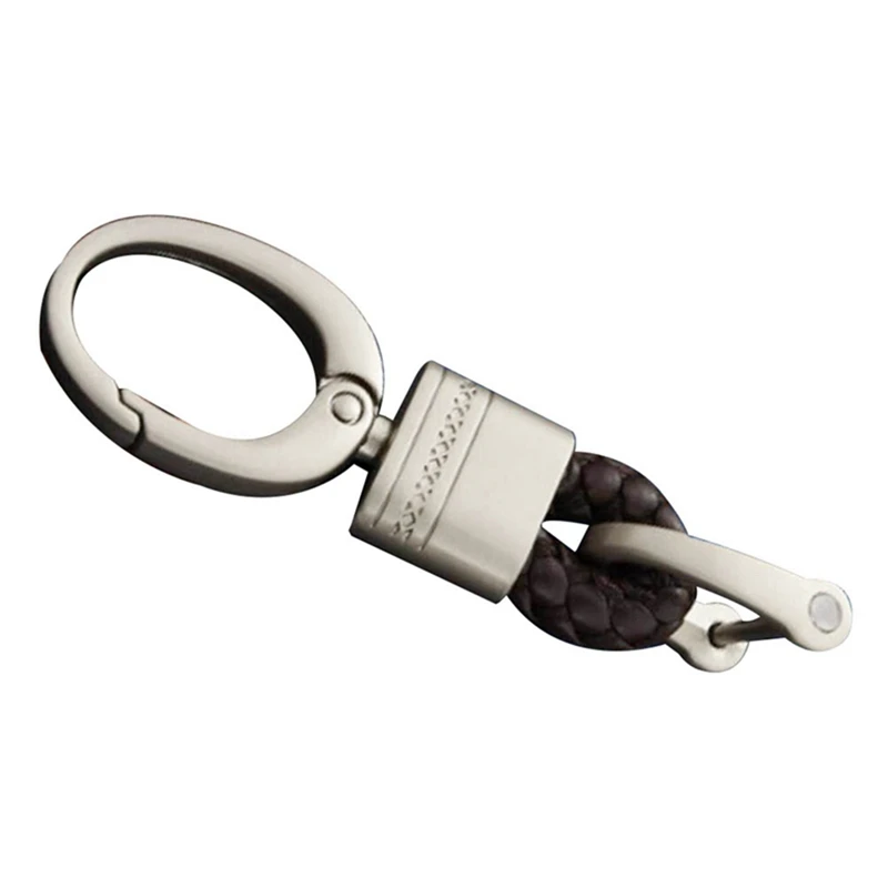 

Hand Woven Leather Buckle Car Keychain Keyring Retro Auto Car Key Rings Holder Horseshoe Metal Car Key Holder