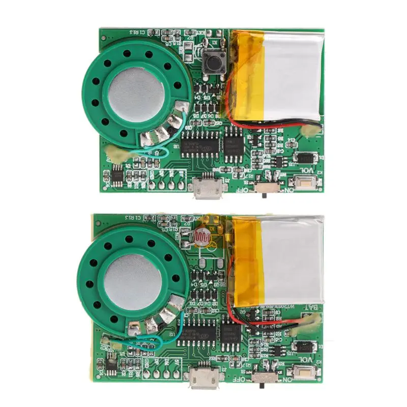 

Light Sensor Sensitive Key Control MP3 Sound Playback Circuit Module for Greeting Card with Speaker Lithium Battery USB Download