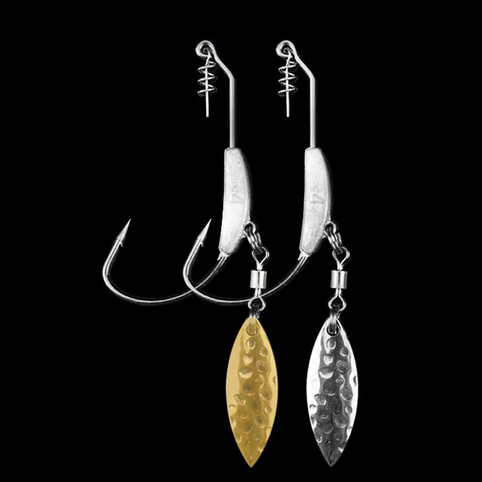 

3PCS/lot Crank Fishing Hook With The Lead With a Spoon Metal Sequins Add Lead Weight Baits Hook Soft Worm Bait Soft Hooks