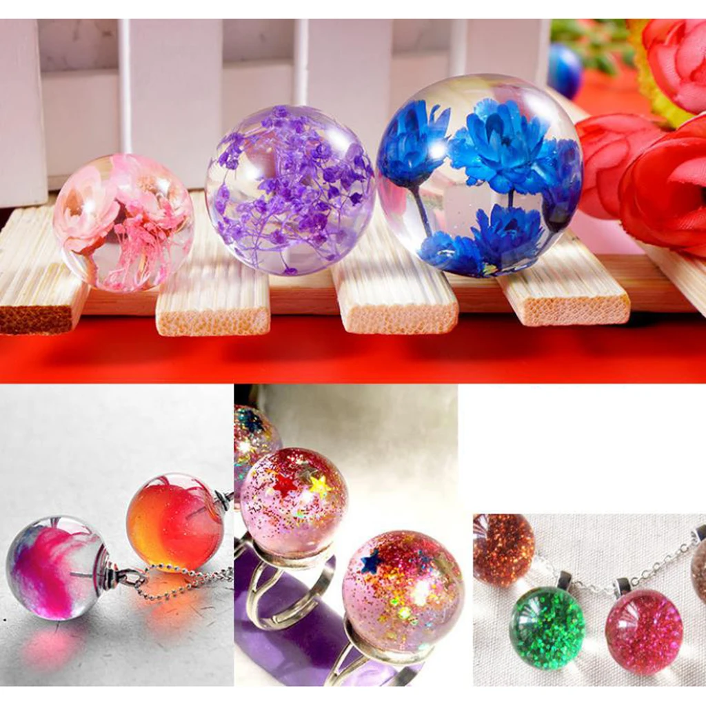 Silicone Balls Mould Epoxy Resin Casting DIY Dried Flower Ornament Jewelry Making Mold Tool -  Large Round Sphere, Multi Size