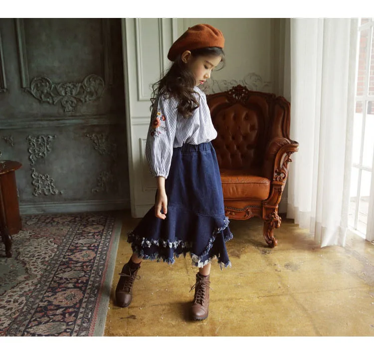 school jeans teenage girls skirts princess clothing tassel denim long kids skirts for girls autumn winter 2017 children clothes  4 5 6 7 8 9 10 11 12 13 14 15 years  little baby girls skirt for kids girl girls autumn dress (13)