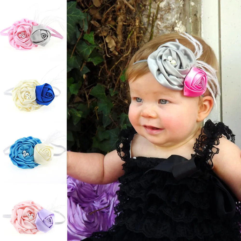 

Europe And The United States Children Hair Wholesale Baby Feather Headdress, Matte Rose Rose Pearl Hair With Factory Direct Sale