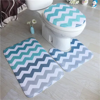 

3 Pcs Bathroom Set Toilet Carpet Suit WC Mat Toilet Pattern Non-slip Carpet Mattress Bathroom Floor Mat Size 50x80 50x40 42x38