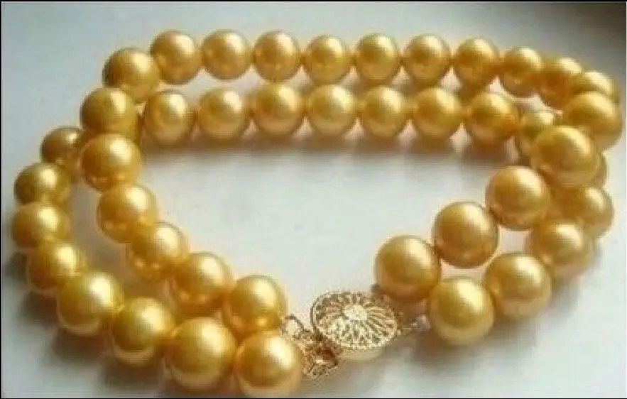 

CHARING 2 ROW 9-10MM AAA SOUTH SEA GOLD COLOR PEARL BRACELET 7.5-8 INCH 14KGP r
