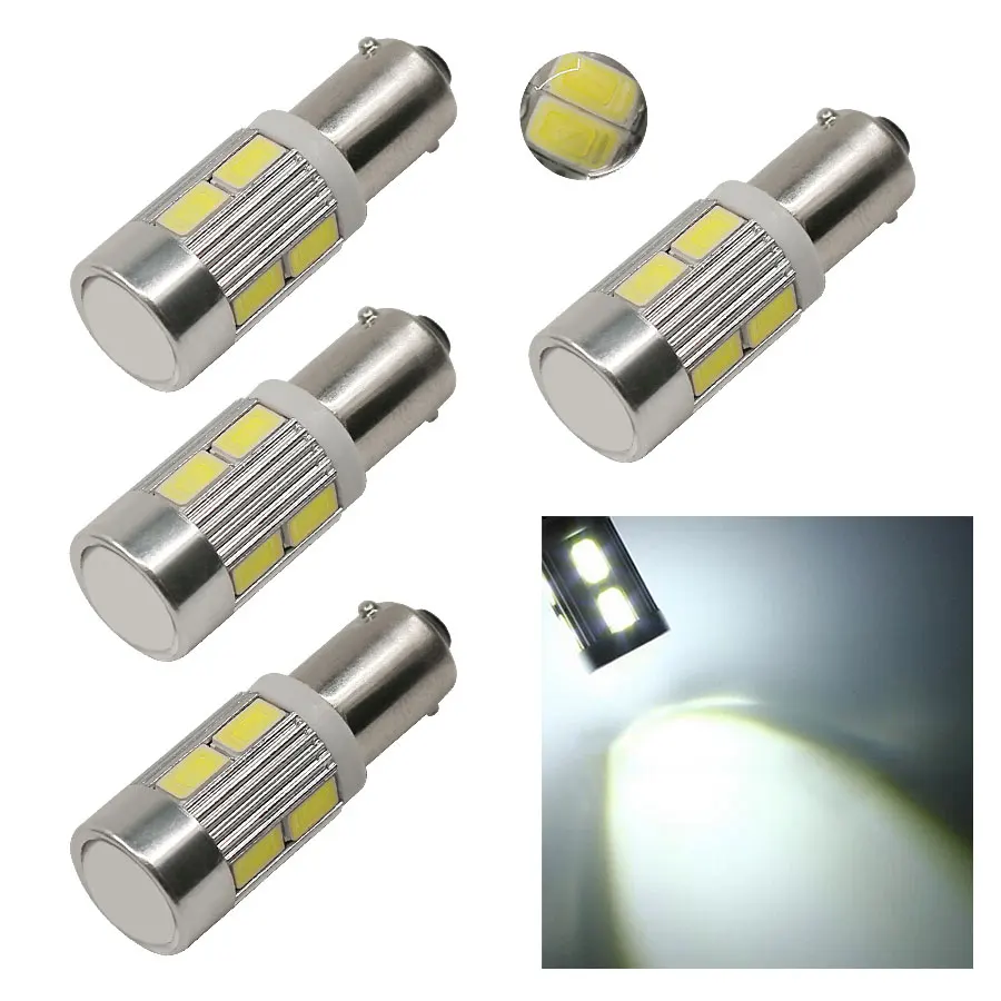 4PCS Super Bright White Bulbs BA9S 12V Auto Car LED 5730 10 SMD Lens