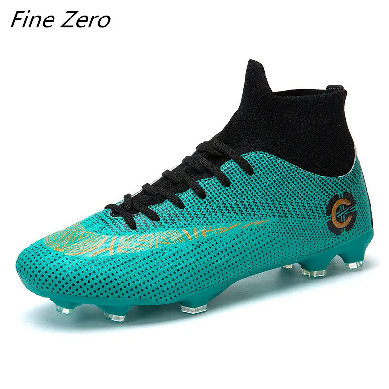 Новые трендовые мужские уличные футбольные бутсы для взрослых, высокие футбольные бутсы TF/FG, тренировочные спортивные кроссовки, обувь, большие размеры 33-45 - Цвет: green