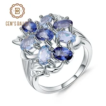 Gem's Ballet Многоцветный натуральный голубой топаз Мистический Кварц коктейльное кольцо 925 пробы серебряные кольца для женщин хорошее ювелирное изделие