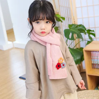 

New fashion outdoor warm and comfortable soft scarf children's fresh trend knitted cute temperament sun flower sweet wild scarf