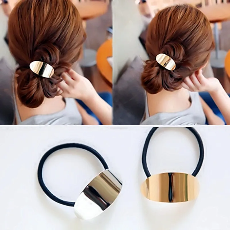 

LNRRABC Hot Women Metal Ties Ponytail Holder Leaf Triangle Vintage Hair Hair Accessories Elastic Hair Rope Free Shipping