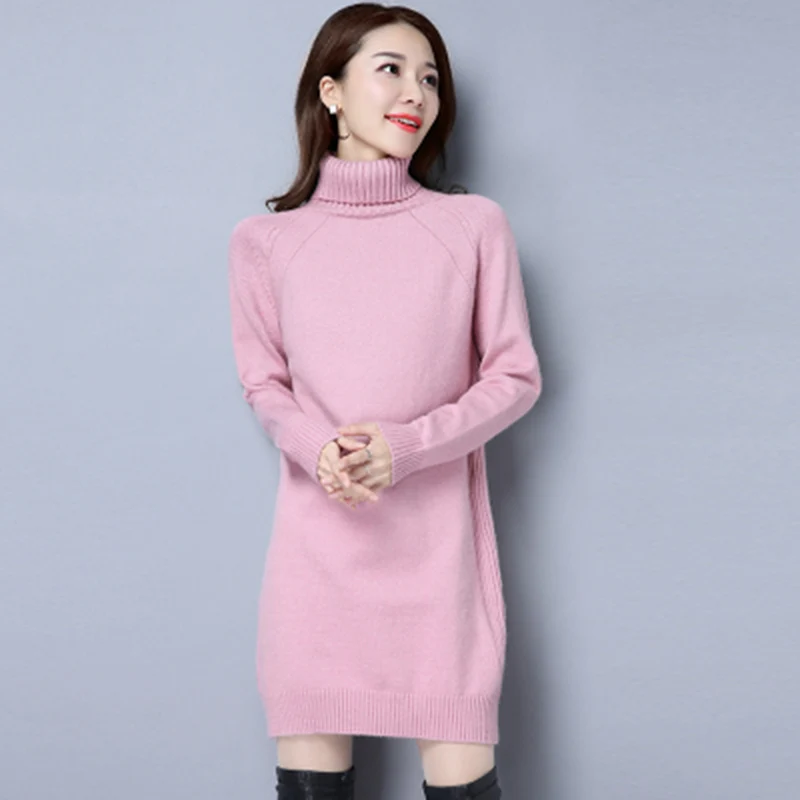 2018 Autumn Winter Plus Size 3XL Warm Knitted Sweater Female Long Sleeve Turtleneck Loose Thicken Pullover F352 | Женская одежда