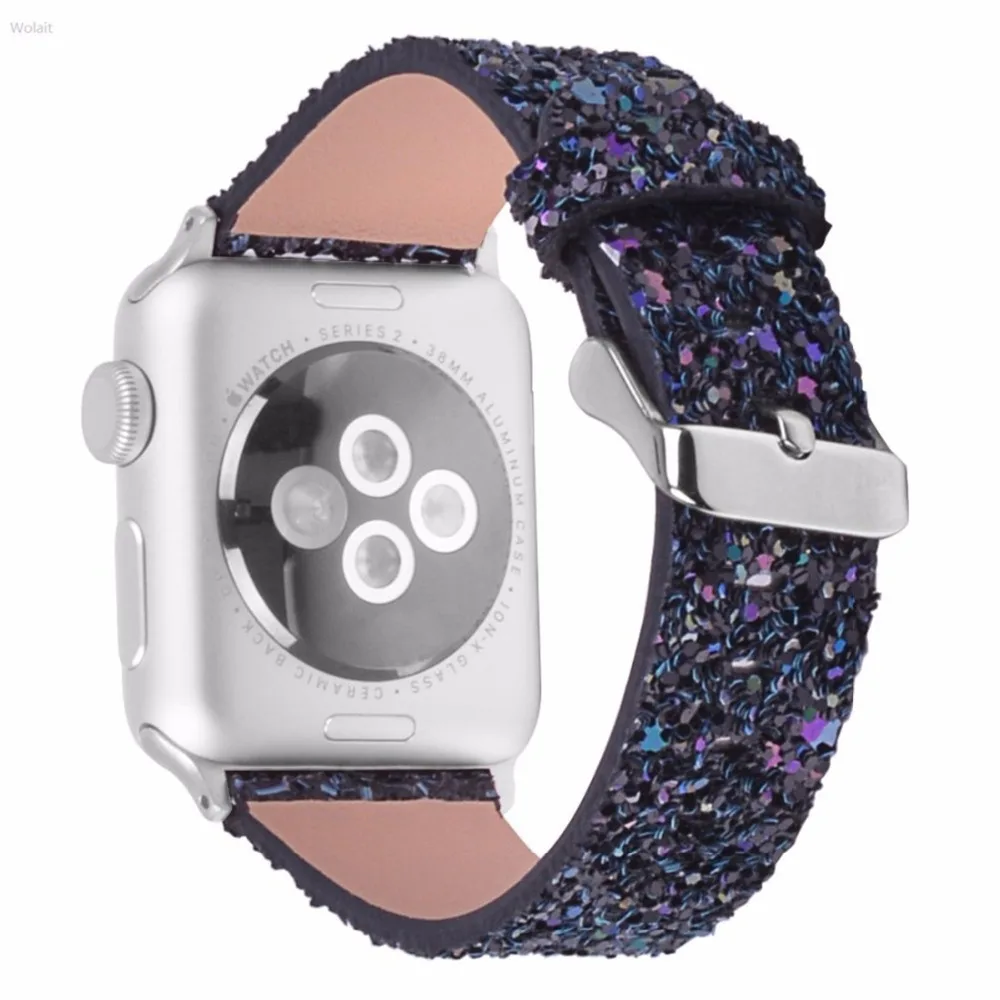 Кожаный ремешок для apple watch Band apple watch 5 4 3) 44 мм/40 мм, 42 мм, 38 мм, версия наручных часов iWatch, 5/4/3/2/1 Браслет bling Ремешок пояс