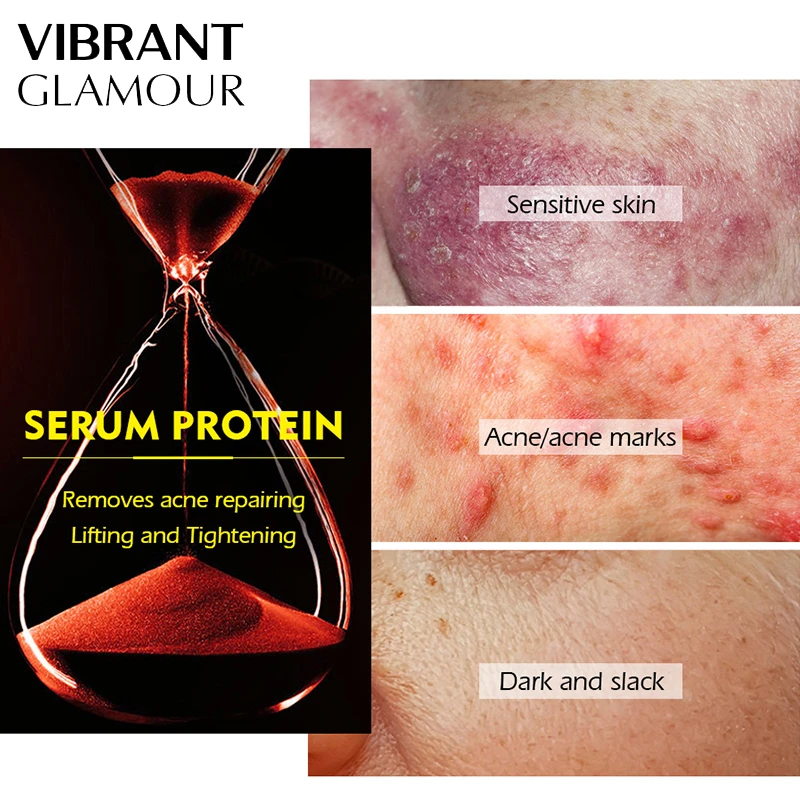 VIBRANT GLAMOUR Face Mask Fullerene Serum Protein Hyaluronic Acid Face Mask Anti-wrinkle Acne Lighten Black Spots Lifting Skin