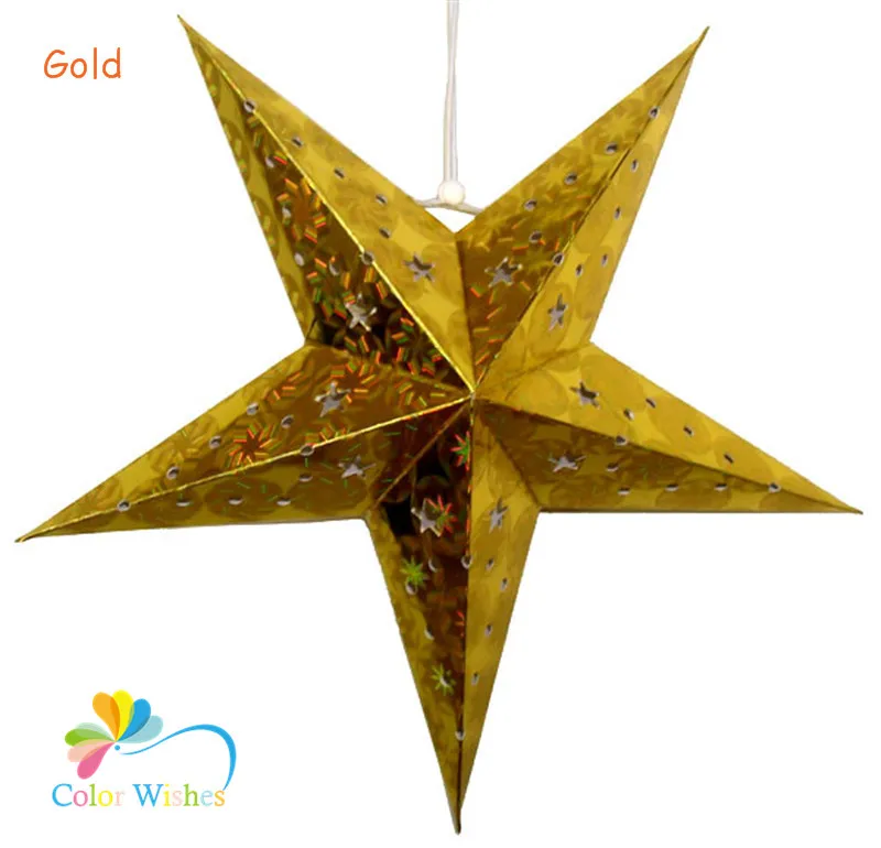 Только 1 шт.) 30 см/45 см DIY Звезда лампы для бумажного фонаря подвесной патриотический барбекю зима для праздников и вечеринок украшения - Цвет: Gold