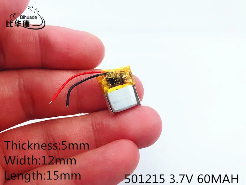 

Li-Po 3.7V 60mAh 501215 Lithium Polymer Li-Po li ion Rechargeable Battery cells For Mp3 MP4 MP5 GPS