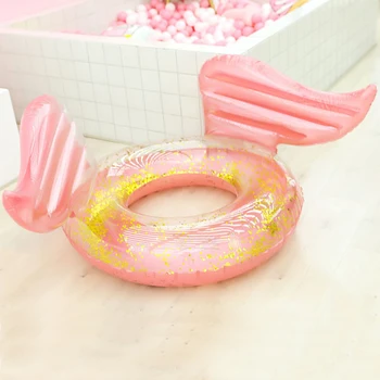 

Inflatable Sequin Wing Swimming Ring Pool Float Toys Adults Swimming Circle with Glitters Inside