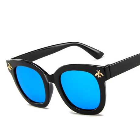 ALIKIAI/Новая мода для мальчиков и девочек; цветные линзы; большие квадратные солнцезащитные очки с украшением в виде пчелы; Детские крутые очки; Uv400 - Цвет линз: Серый
