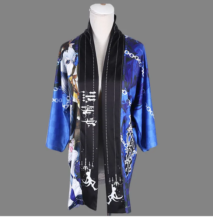 Японское аниме пальто Kuroshitsuji haori плащ cos кимоно свободный размер костюмы для
