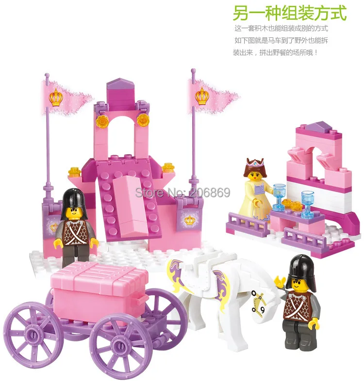 Кэндис Го пластиковые игрушки Building Block игры День рождения подарок на год собрать модель принцесса Розовая мечта КОРОЛЕВСКАЯ КАРЕТА, лошади автомобиля
